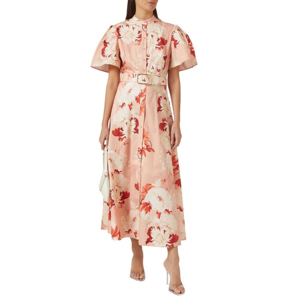 Leo Lin Womens Bianca Floral Midi Dress 8 Peony - NWT